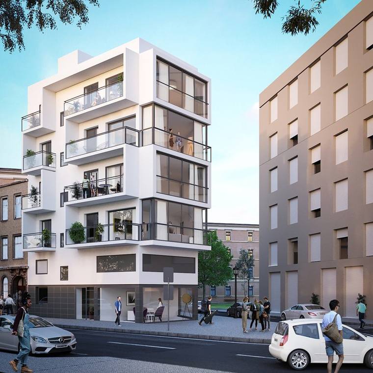 Fachada de una promoción de obra nueva de Linx Capital en Barcelona